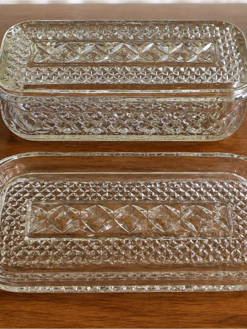 Vintage Anchor Hocking Wexford Clear Glass Covered Butter Dish 8.5”